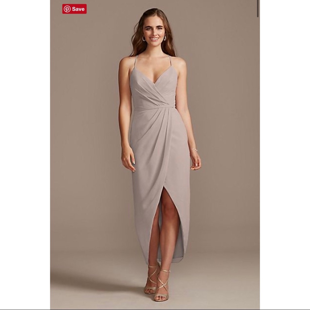 Chiffon midi dress with tulip hem